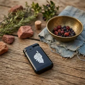 Briquet électronique noir avec tête de Maure corse