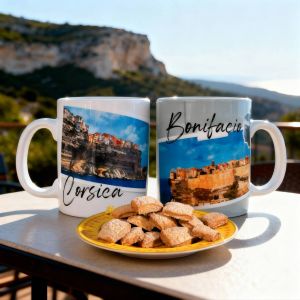 Mug céramique Bonifacio blanc aux motifs de la Corse - Maison Déco
