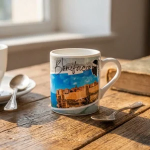 Mug céramique Bonifacio blanc aux motifs de la Corse - Maison Déco