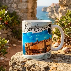 Mug céramique Bonifacio blanc aux motifs de la Corse - Maison Déco