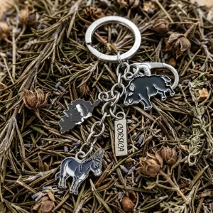Porte-cles metal corse charms sanglier ane tete de maure