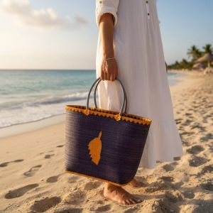 Sac cabas Isula Fiore en raphia naturel