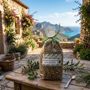 Épices de Corse, herbes aromatiques barbecue, produit du terroir corse, aromates maquis corse, cuisine méditerranéenne.