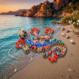 Magnet Gecko Corse en résine sur une plage Corse