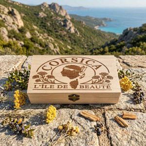 Boite en bois gravée Corsica personnalisable