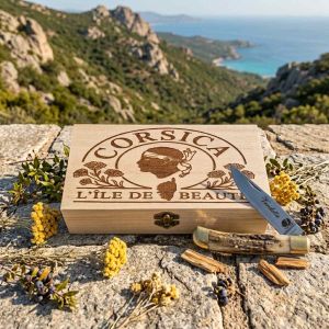 Boite en bois gravée Corsica personnalisable