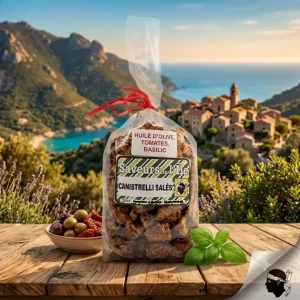 Canistrelli salés au basilic et tomates séchées - Artisanat Corse