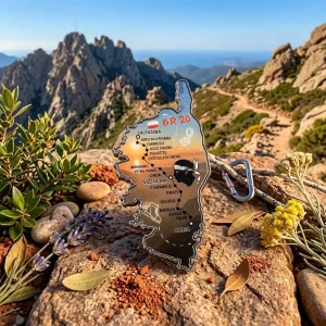 Magnet GR20 en métal carte de la Corse souvenir de randonnée