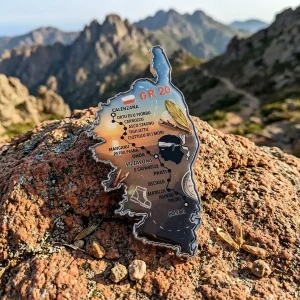 Magnet GR20 en métal carte de la Corse souvenir de randonnée
