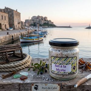 Sel a la Myrte naturel sur un plateau de charcuterie Corse